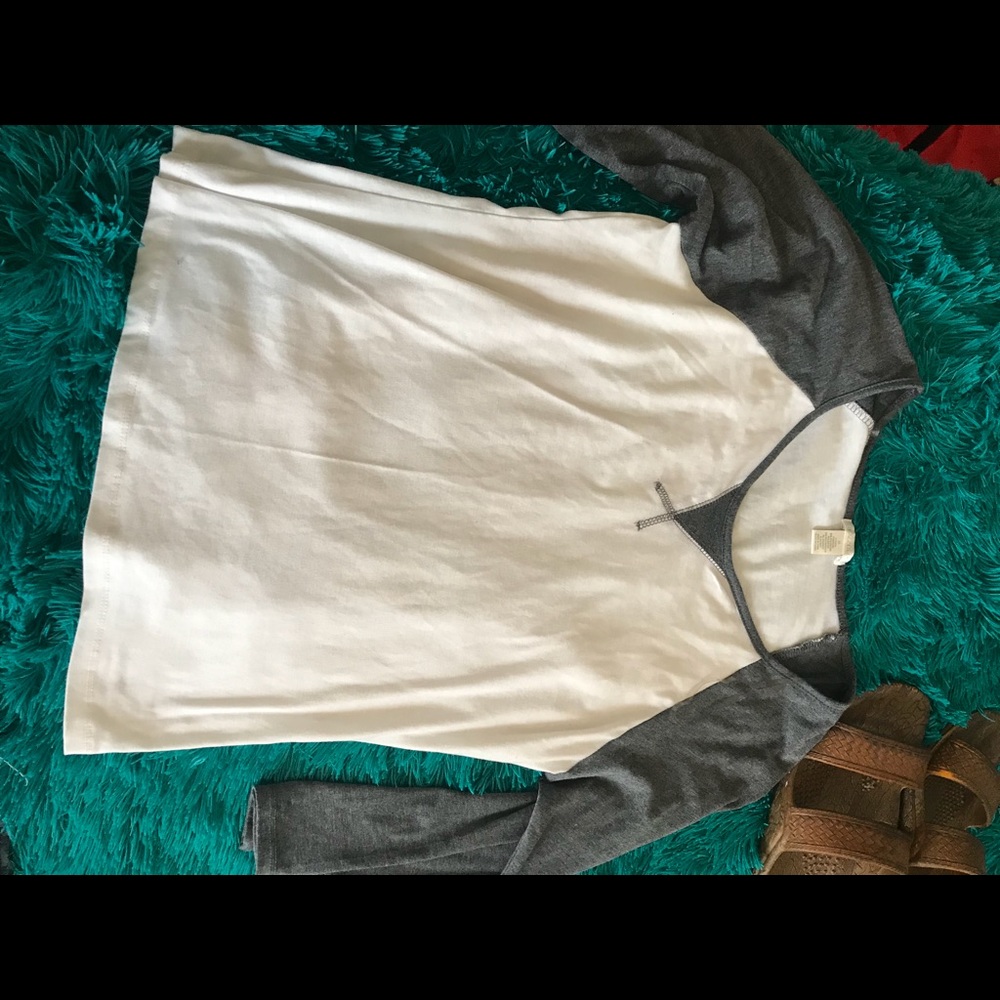 Grey and White 3/4 Baseball Tee!